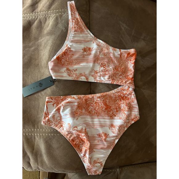 Noli Yoga Swimwear Isla One Piece Swimsuit Paradise Orange Size Large NWT - Picture 5 of 8